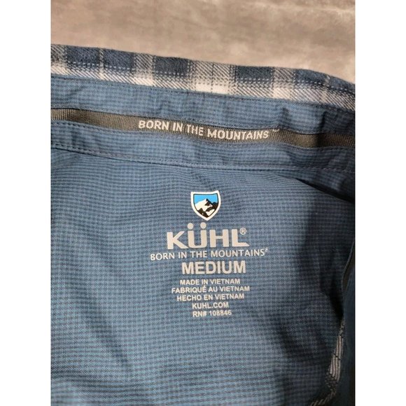 Kuhl Shirt Men's Medium Blue Plaid Dillingr Flannel Button Chest Pocket - Picture 6 of 9